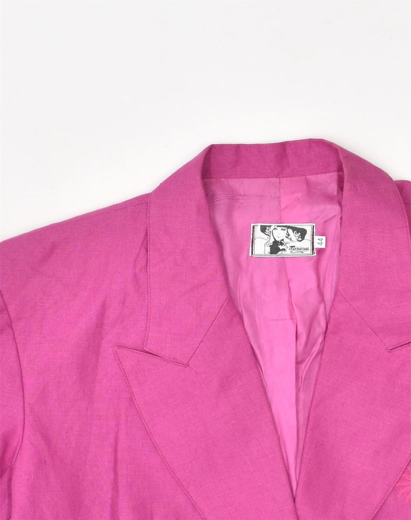 VINTAGE Womens 2 Button Short Sleeve Blazer Jacket IT 44 Medium Pink Linen | Vintage Vintage | Thrift | Second-Hand Vintage | Used Clothing | Messina Hembry 