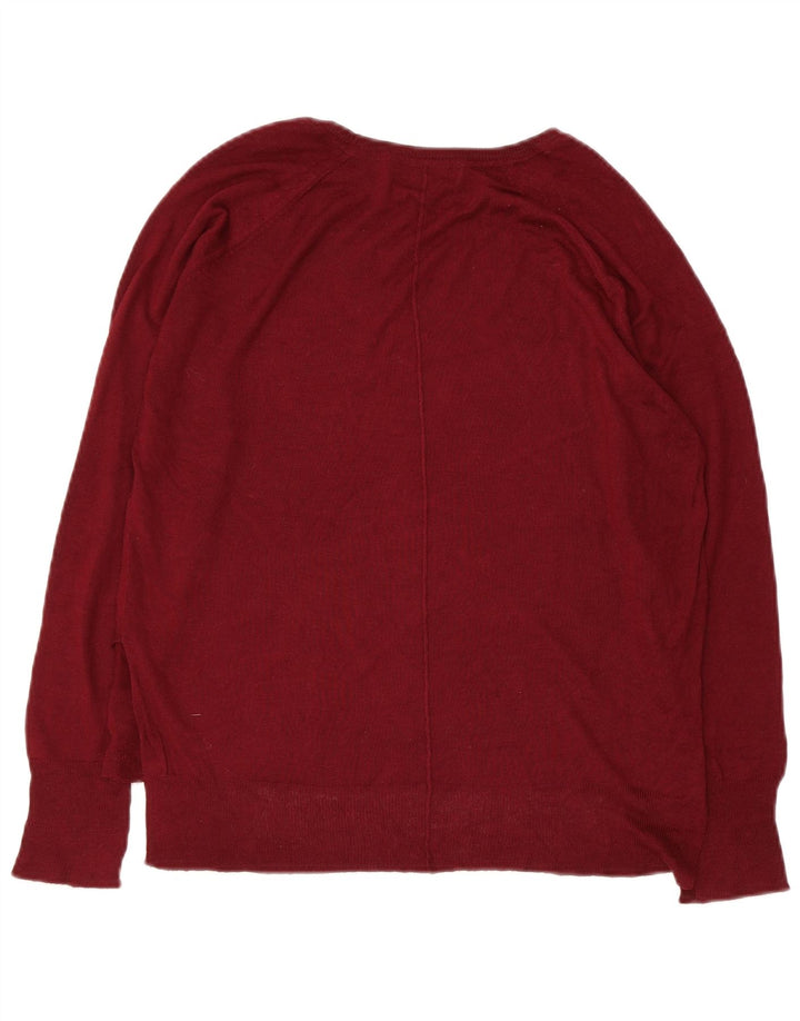 Zara Womens Boat Neck Jumper Sweater UK 14 Medium Maroon