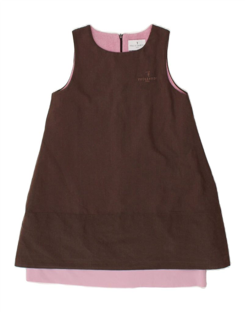 TRUSSARDI Girls Sleeveless A-Line Dress 6-7 Years Brown Colourblock | Vintage Trussardi | Thrift | Second-Hand Trussardi | Used Clothing | Messina Hembry 