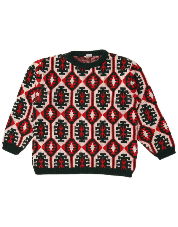 Vintage Womens Crew Neck Jumper Sweater IT 48 XL Multicoloured Geometric