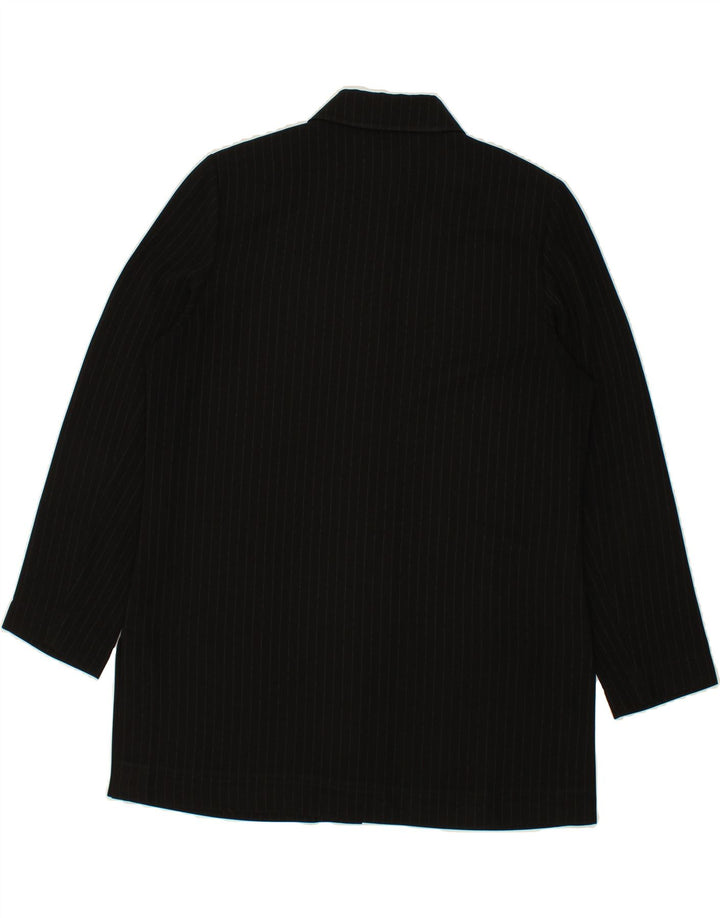VIYELLA Womens Overcoat UK 16 Large Black Striped Polyester Vintage Viyella and Second-Hand Viyella from Messina Hembry 