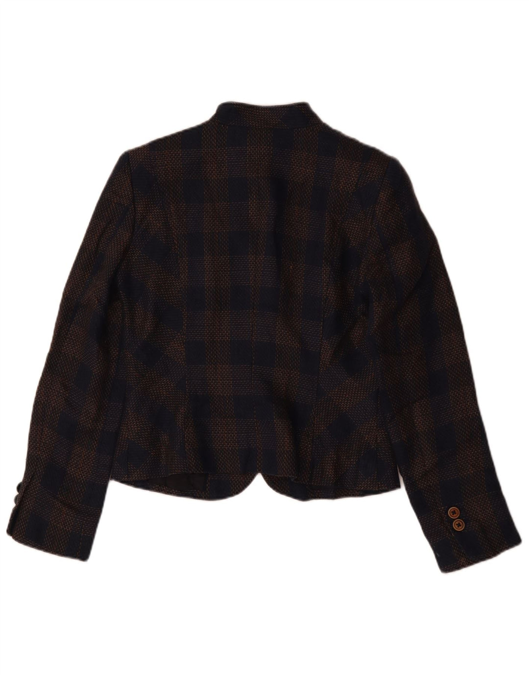 Brooks Brothers Womens Crop Blazer Jacket US 4 Small Navy Blue Check