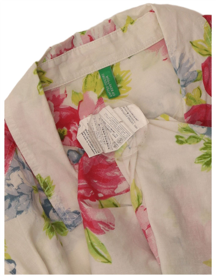 Benetton Womens Shirt UK 16 Large Multicoloured Floral Cotton