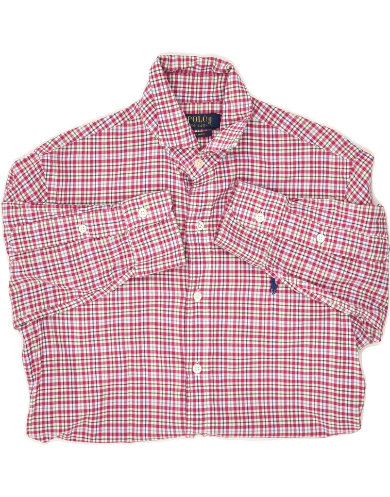 POLO RALPH LAUREN Mens Slim Fit Shirt Small Pink Check Cotton | Vintage Polo Ralph Lauren | Thrift | Second-Hand Polo Ralph Lauren | Used Clothing | Messina Hembry 