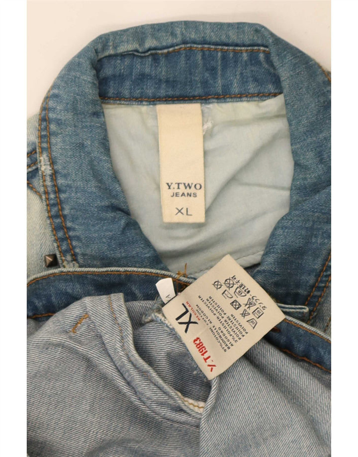 Vintage Mens Distressed Denim Jacket UK 42 XL Blue Cotton