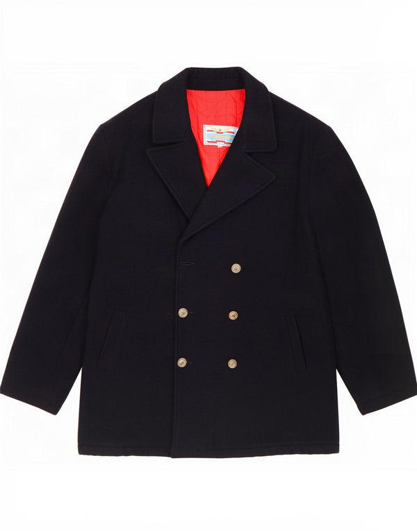 Carrera Mens Pea Coat UK 42 XL Navy Blue Wool