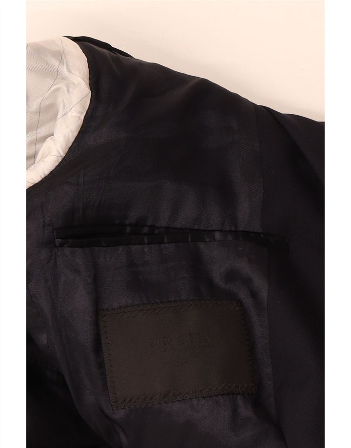 Prada Mens 2 Button Blazer Jacket IT 48 Medium Navy Blue Wool