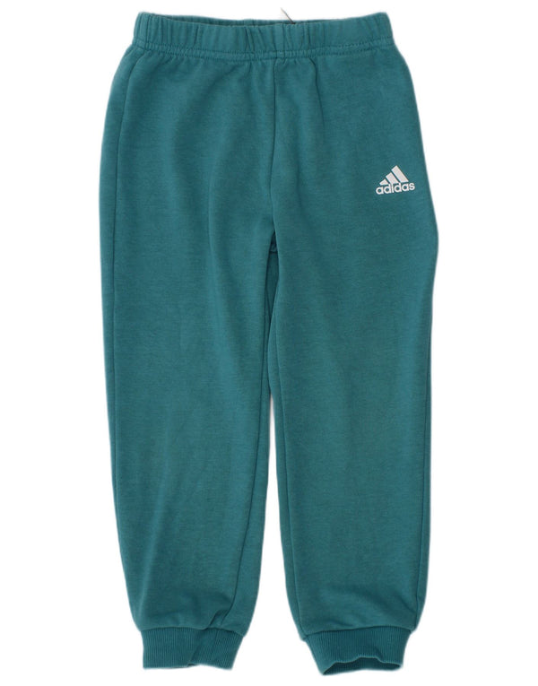 ADIDAS Boys Tracksuit Trousers Joggers 3-4 Years  Green Cotton