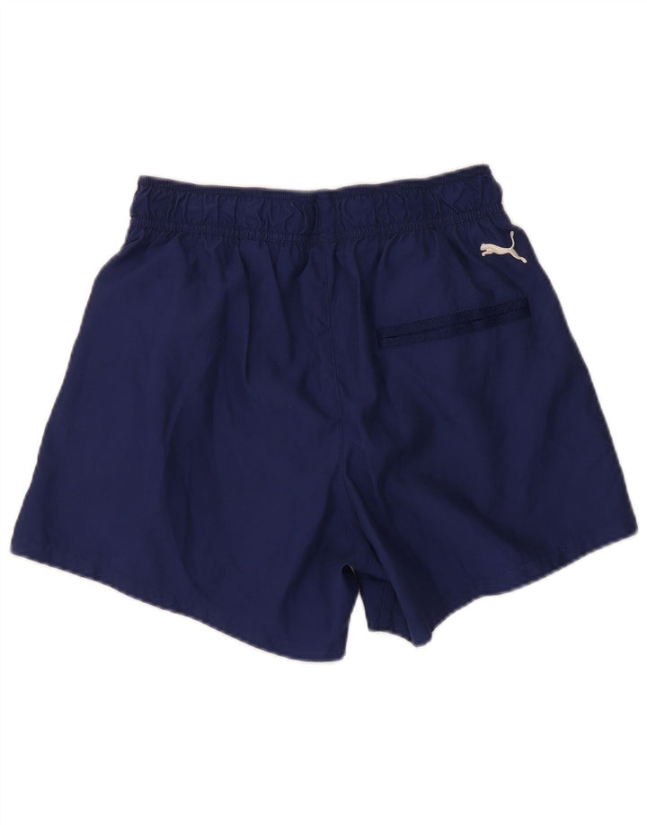 Puma Mens Graphic Sport Shorts Small Navy Blue Polyester