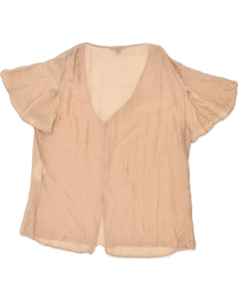 DAKS Womens Short Sleeve Shirt Blouse UK 18 XL Beige Cotton | Vintage DAKS | Thrift | Second-Hand DAKS | Used Clothing | Messina Hembry 