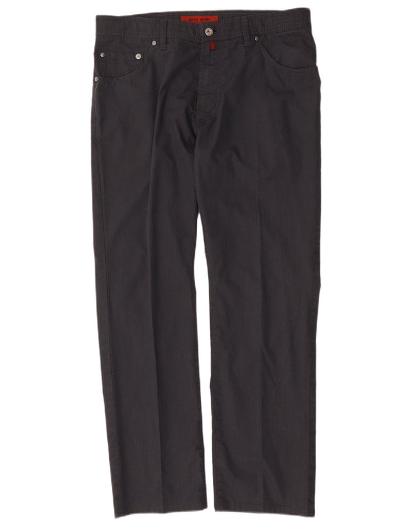 Pierre Cardin Mens Straight Casual Trousers W36 L32 Grey Cotton