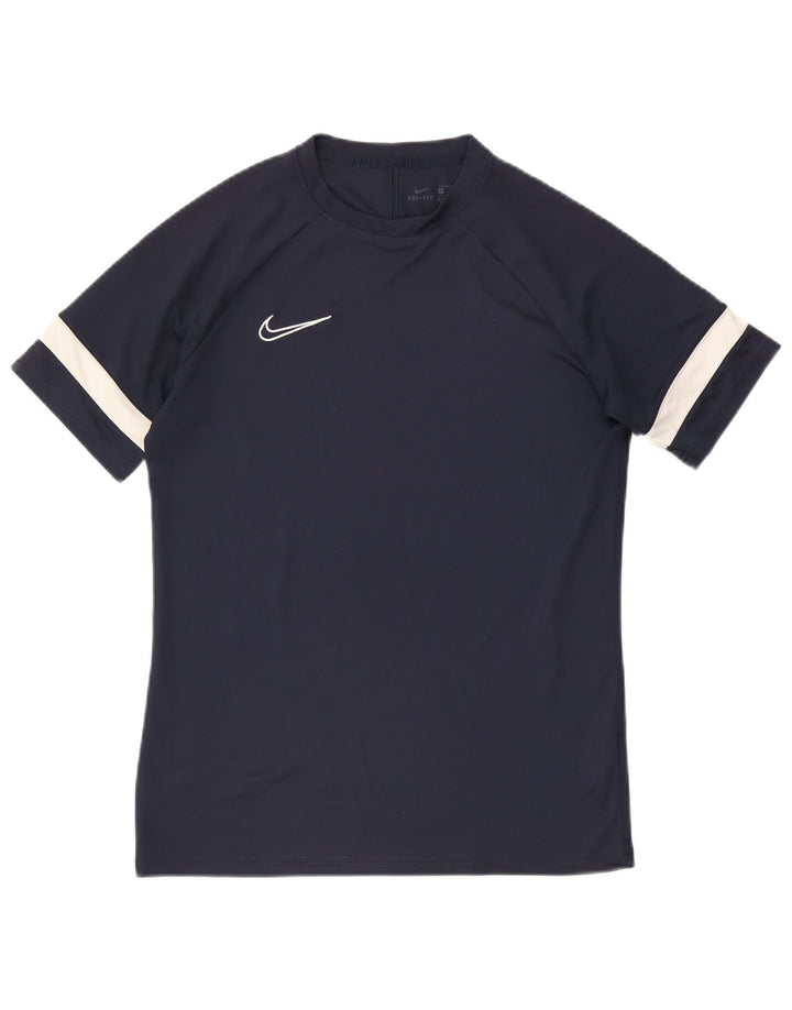 Nike Mens Dri Fit T-Shirt Top Medium Navy Blue Colourblock
