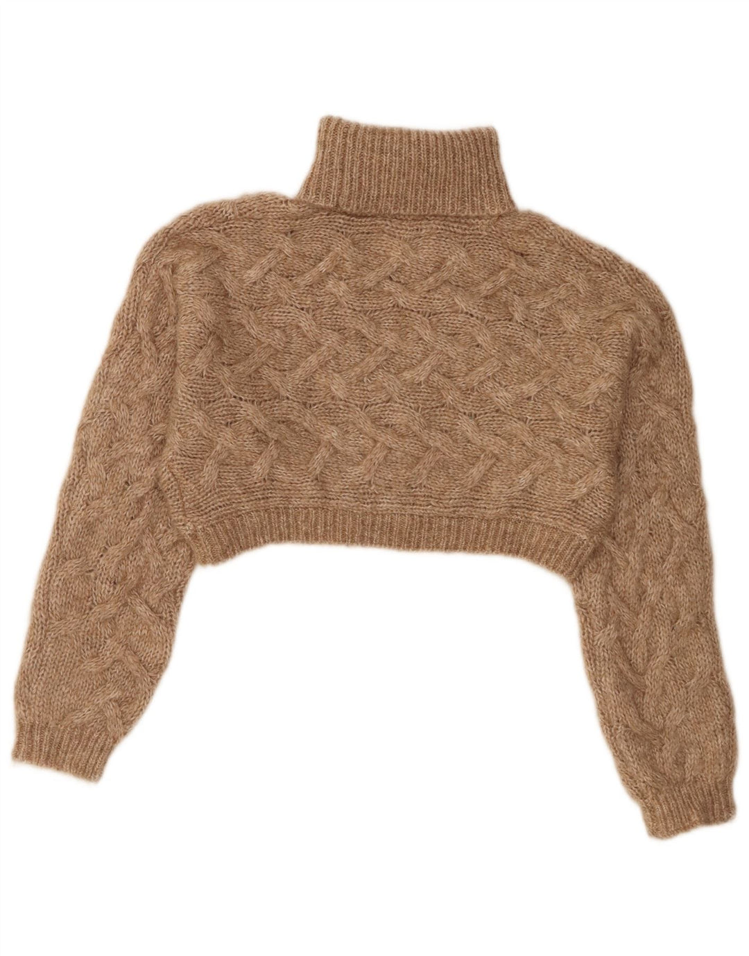 Zara Girls Crop Roll Neck Jumper Sweater 11-12 Years Brown Polyester