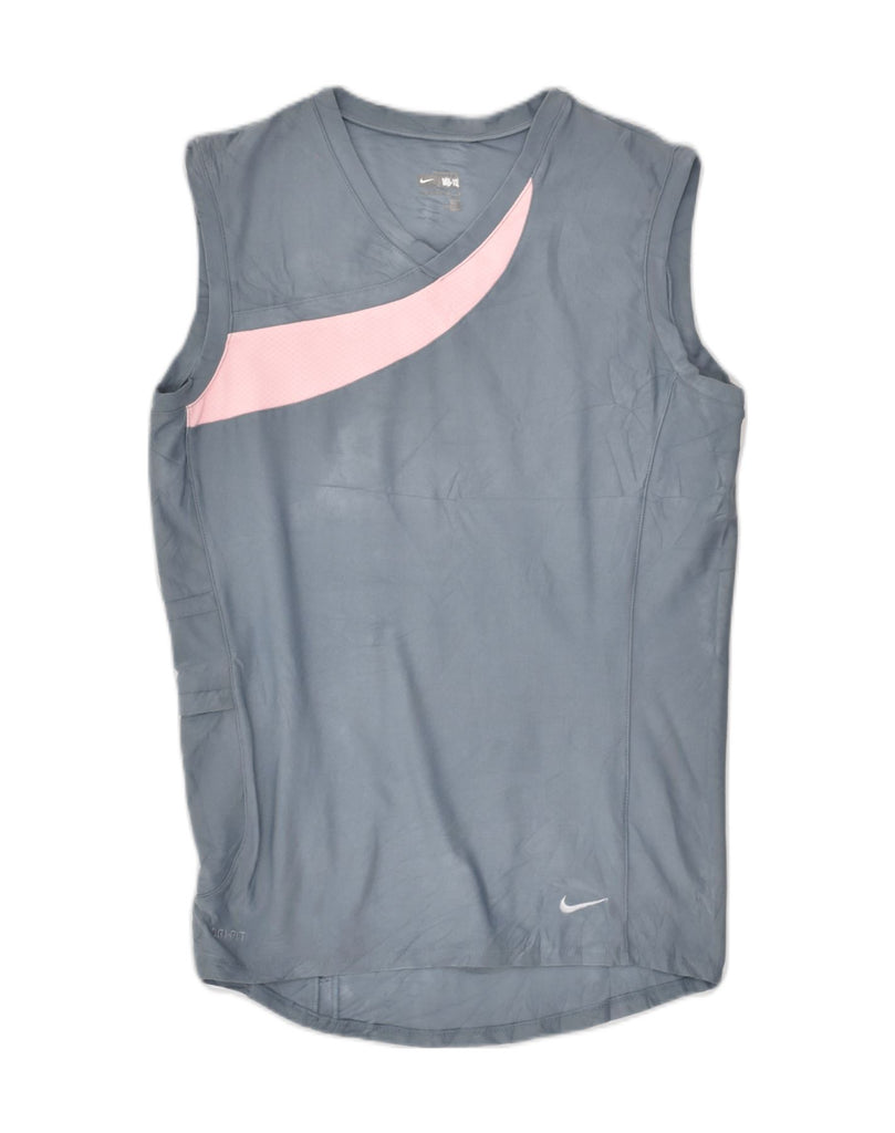 NIKE Womens Vest Top US 8/10 Medium Grey Polyester | Vintage Nike | Thrift | Second-Hand Nike | Used Clothing | Messina Hembry 