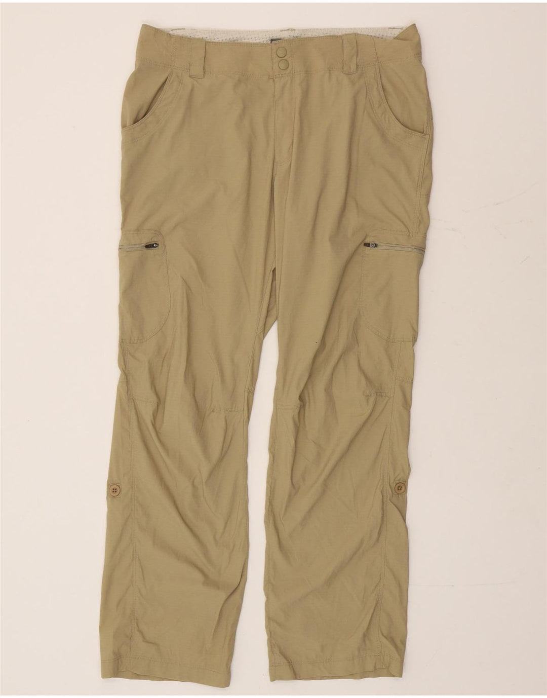L.L.Bean Womens Straight Cargo Trousers W34 L30 Khaki Nylon