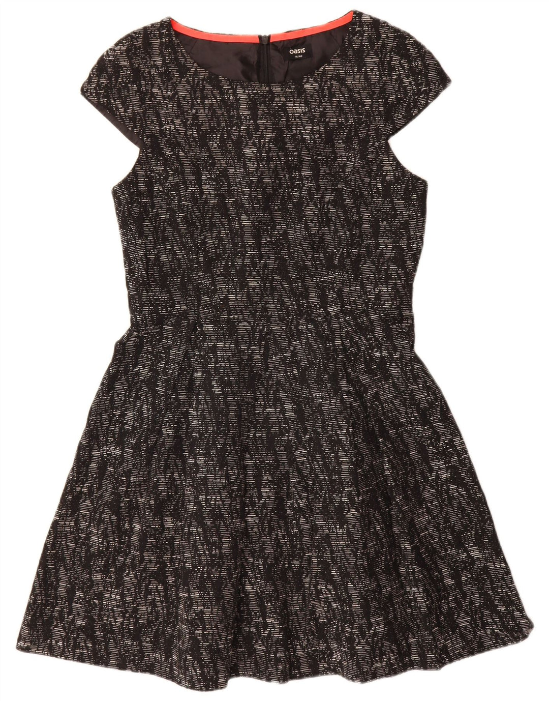 Oasis Womens A-Line Dress UK 14 Medium Black Flecked Viscose