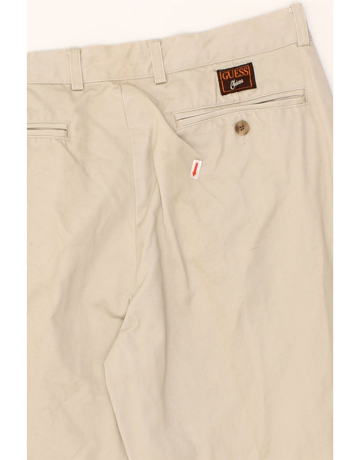 GUESS Mens Straight Casual Trousers W36 L30 Beige Cotton Vintage Guess and Second-Hand Guess from Messina Hembry 