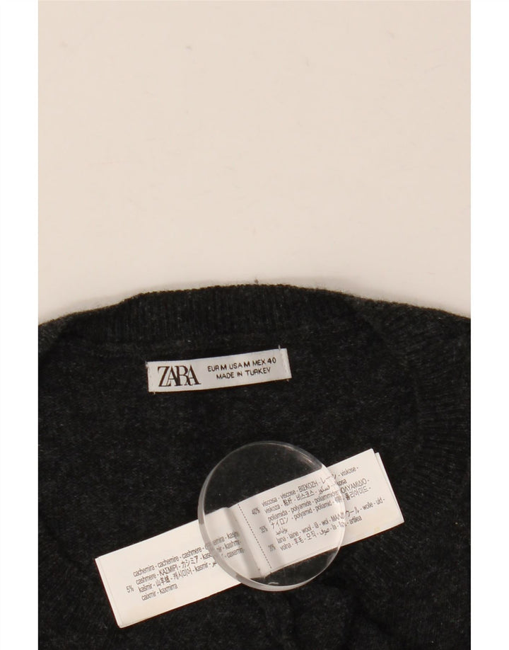 Zara Mens Crew Neck Jumper Sweater Medium Black Viscose