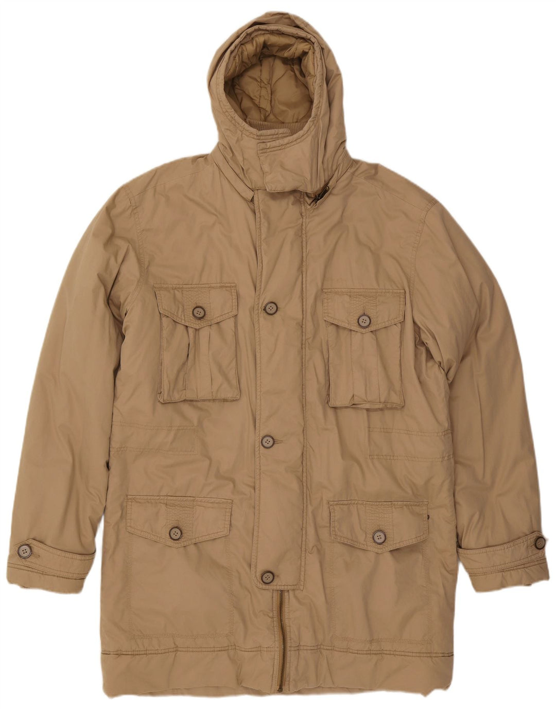 Wrangler Mens Hooded Parka Jacket UK 44 2XL Beige Polyamide