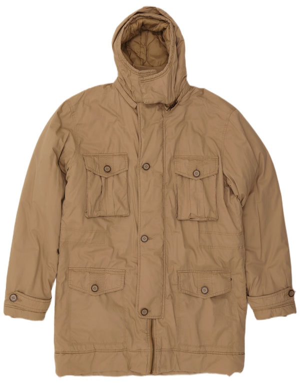 Wrangler Mens Hooded Parka Jacket UK 44 2XL Beige Polyamide