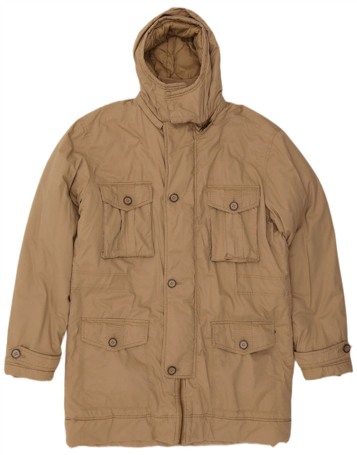 Wrangler Mens Hooded Parka Jacket UK 44 2XL Beige Polyamide