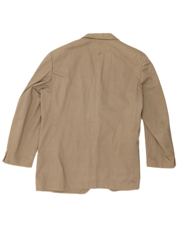 Marks & Spencer Mens 3 Button Blazer Jacket UK 44 XL Khaki Cotton