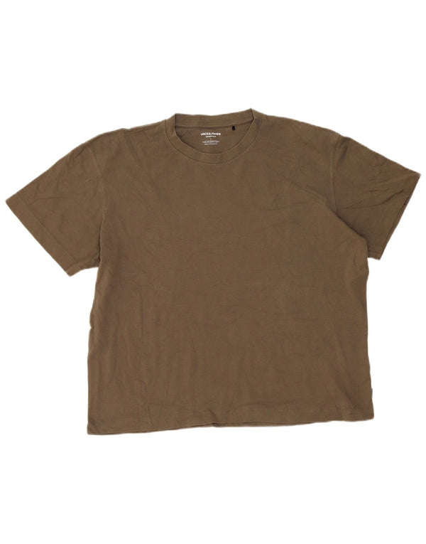 Jack & Jones Mens T-Shirt Top Large Khaki Cotton