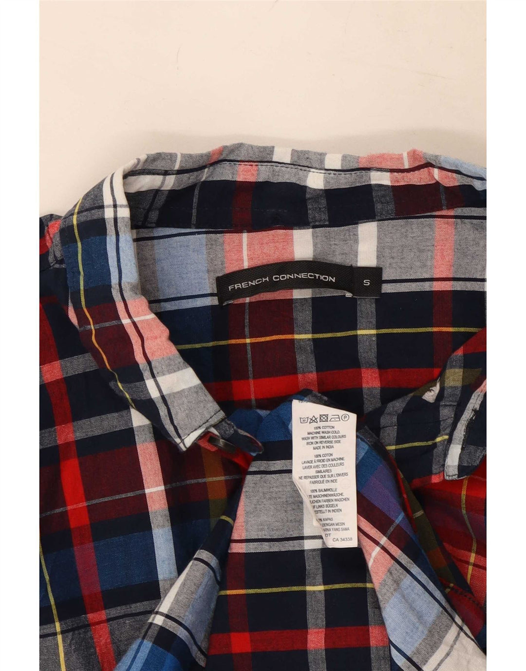 French Connection Mens Shirt Small Multicoloured Plaid Cotton