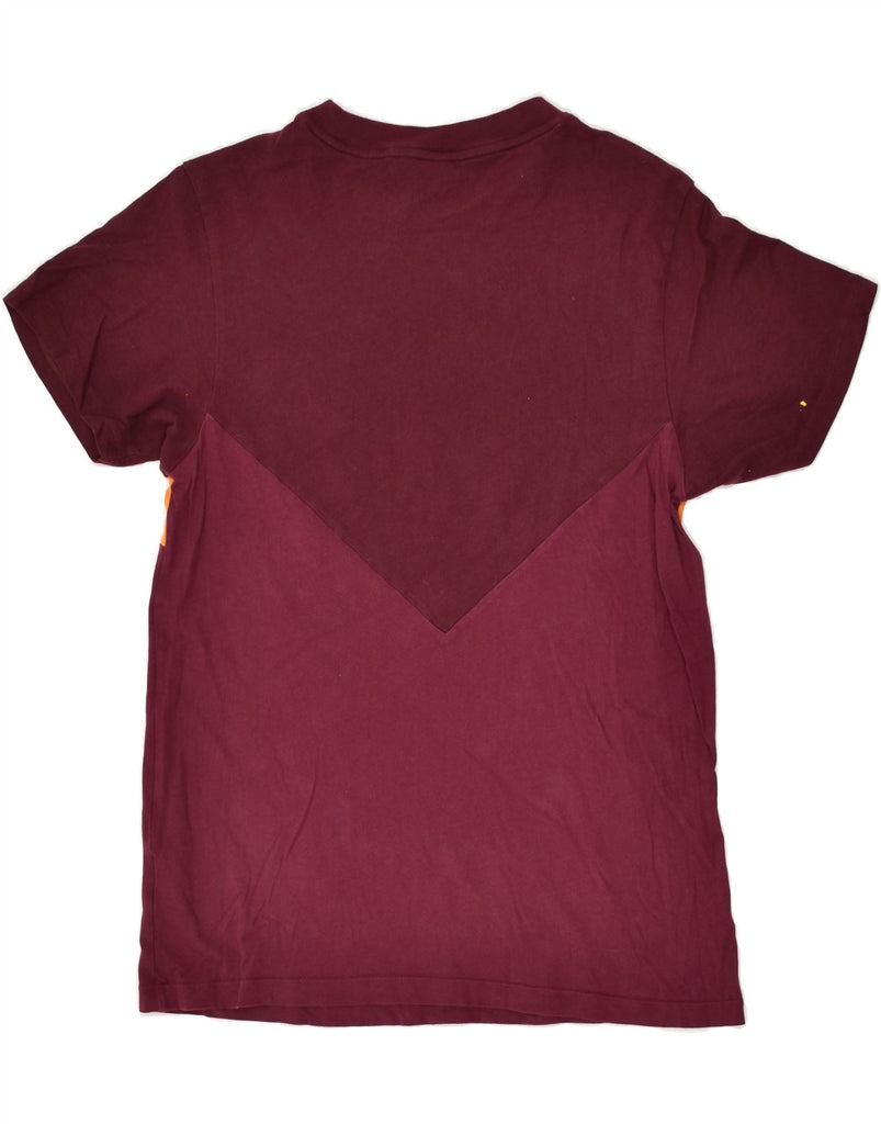 ADIDAS Womens Graphic T-Shirt Top UK 12 Medium Burgundy Colourblock Cotton | Vintage Adidas | Thrift | Second-Hand Adidas | Used Clothing | Messina Hembry 