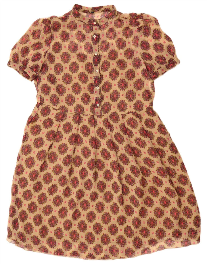 Benetton Womens A-Line Dress UK 12 Medium Beige Floral