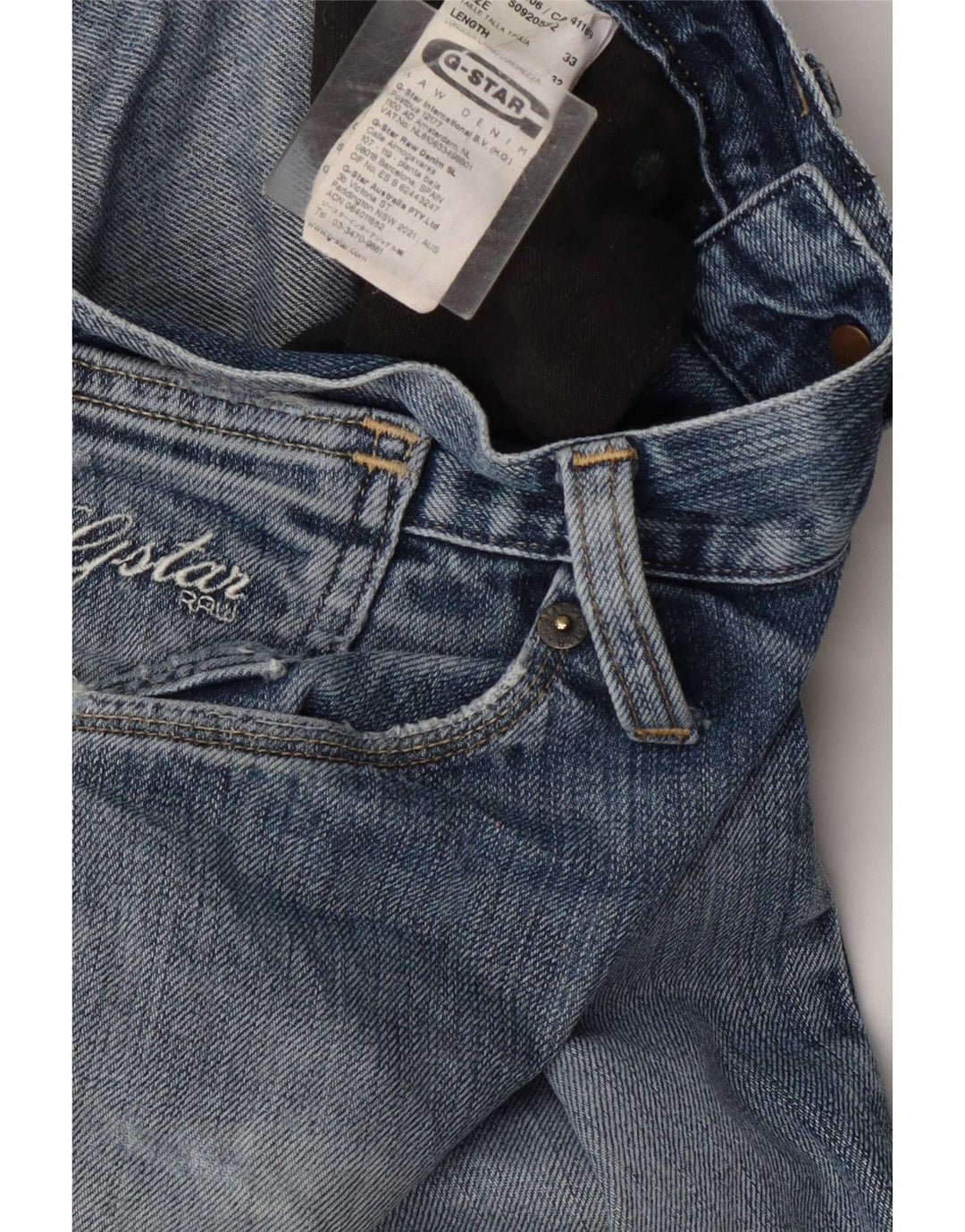 G-Star Mens Straight Jeans W33 L32 Blue Cotton