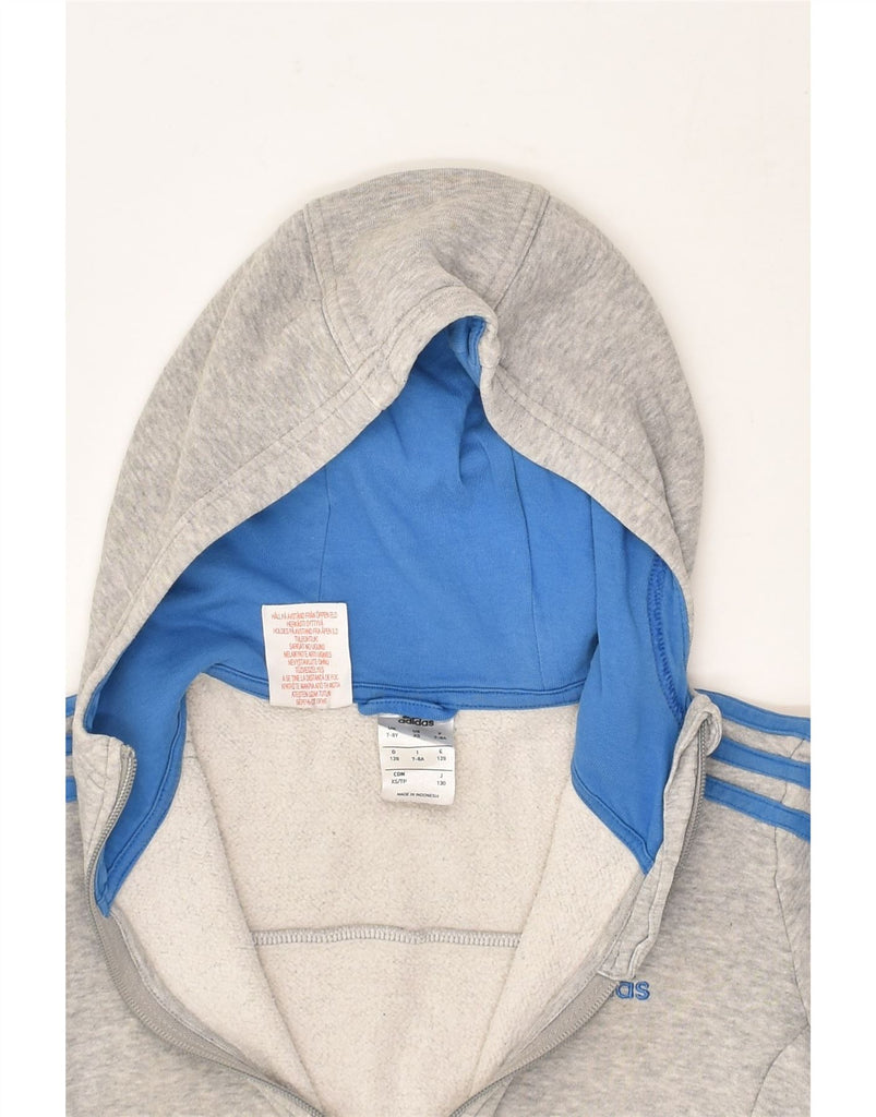 ADIDAS Boys Graphic Zip Hoodie Sweater 7-8 Years Grey Cotton | Vintage Adidas | Thrift | Second-Hand Adidas | Used Clothing | Messina Hembry 