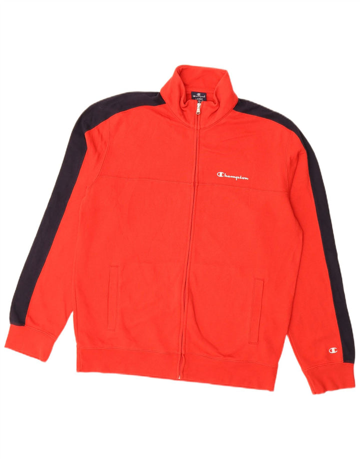 Champion Mens Tracksuit Top Jacket Large Red Colourblock Polyester