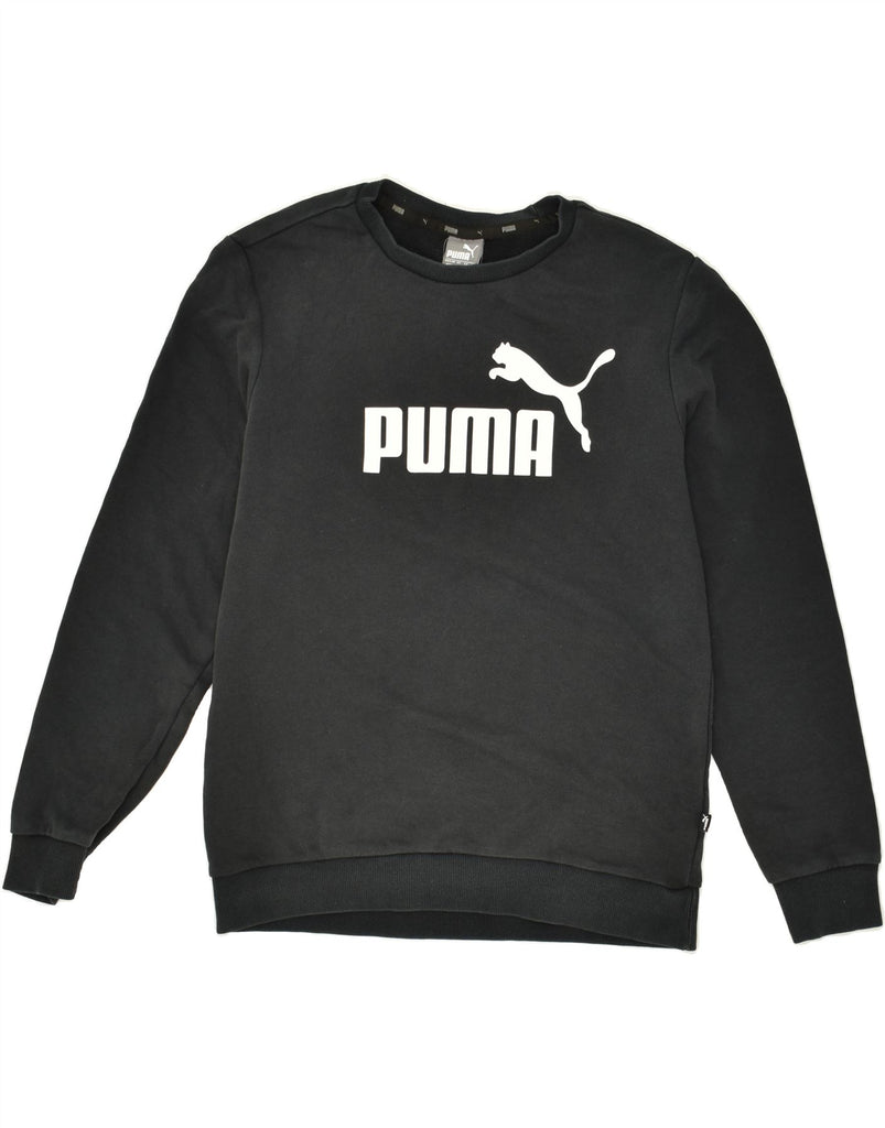 PUMA Mens Graphic Sweatshirt Jumper Medium Black Polyester | Vintage Puma | Thrift | Second-Hand Puma | Used Clothing | Messina Hembry 