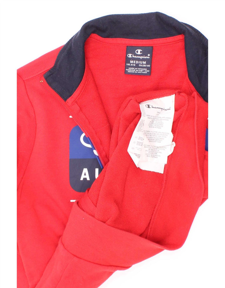 Champion Boys Graphic Tracksuit Top Jacket 9-10 Years Medium Red Cotton
