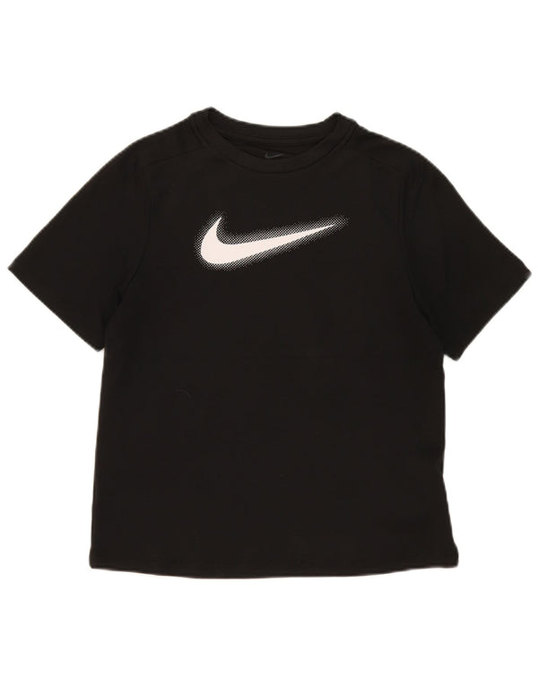 Nike Girls Dri Fit Graphic T-Shirt Top 12-13 Years Large Black Polyester