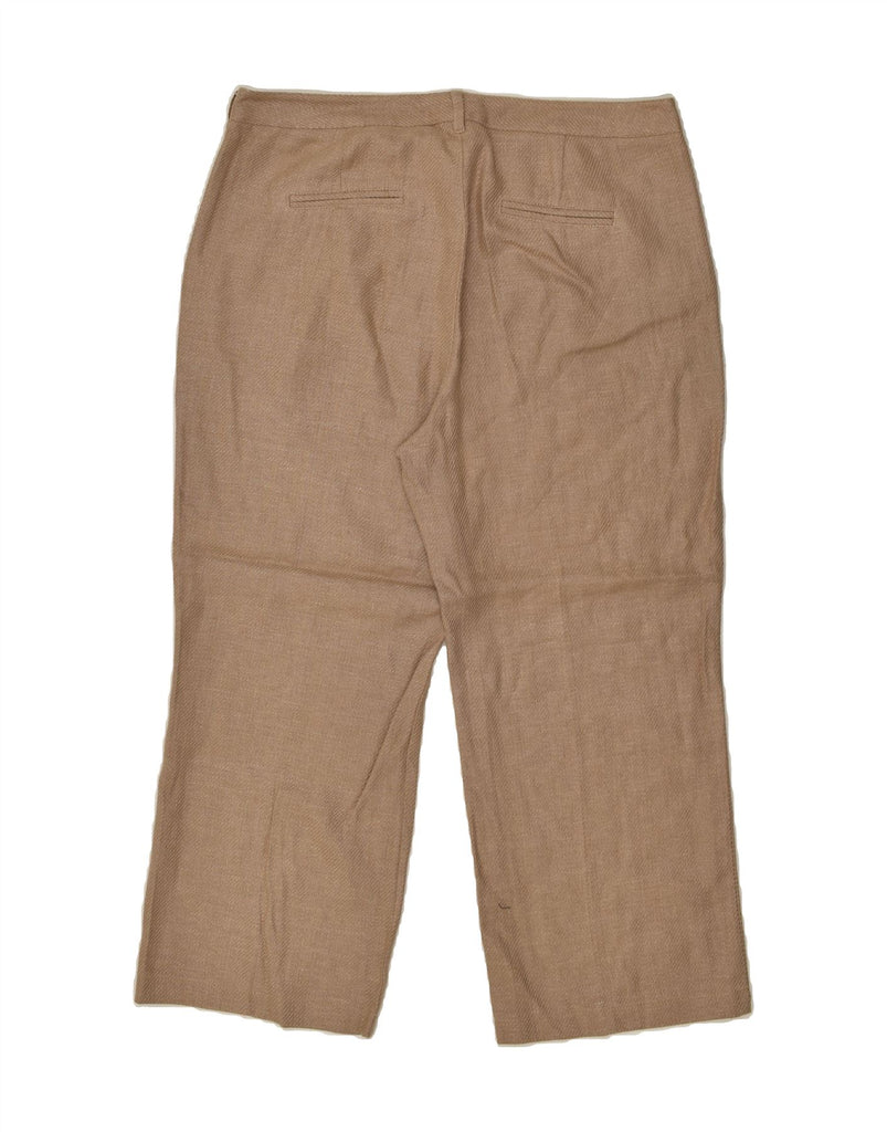 BENETTON Womens Straight Cropped Trousers IT 48 XL W36 L26 Brown Linen | Vintage Benetton | Thrift | Second-Hand Benetton | Used Clothing | Messina Hembry 