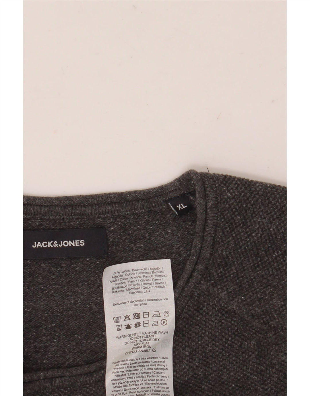 JACK & JONES Mens Crew Neck Jumper Sweater XL Grey Cotton