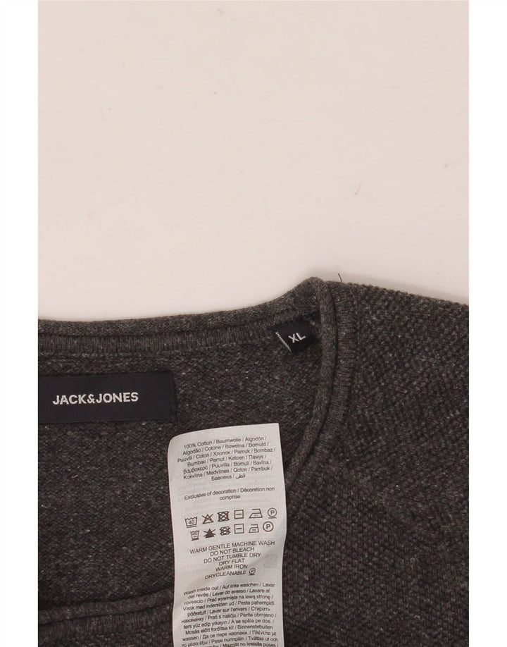 JACK & JONES Mens Crew Neck Jumper Sweater XL Grey Cotton
