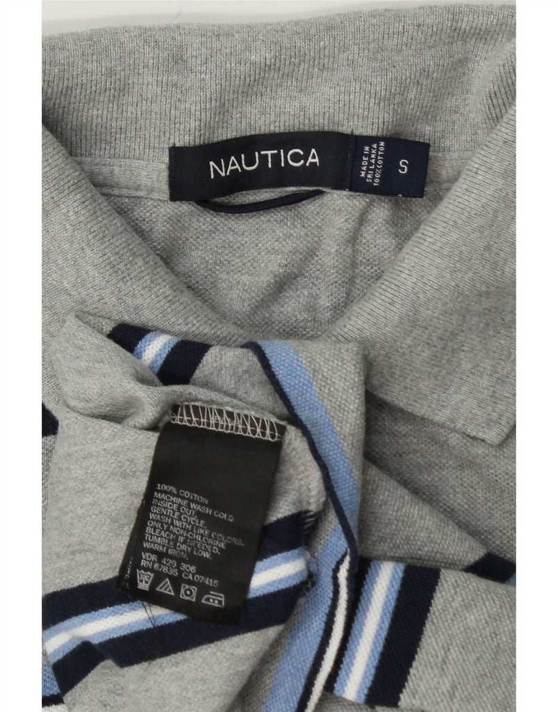 NAUTICA Mens Polo Shirt Small Grey Striped Cotton Vintage Nautica and Second-Hand Nautica from Messina Hembry 