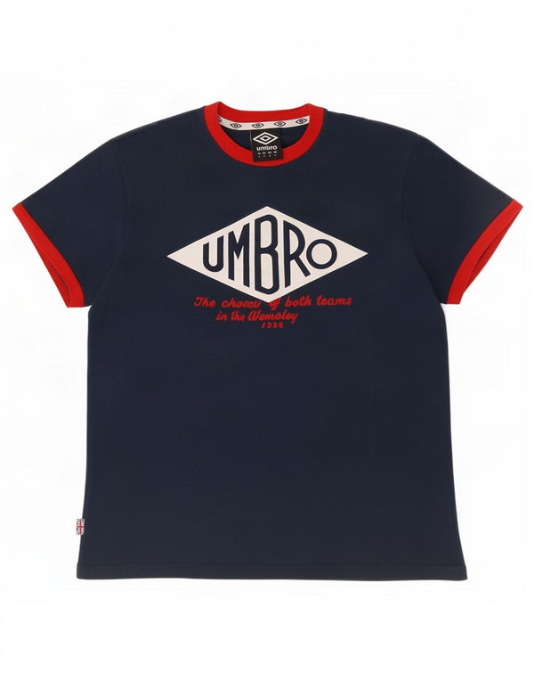 Umbro Mens Graphic T-Shirt Top Small Navy Blue Cotton