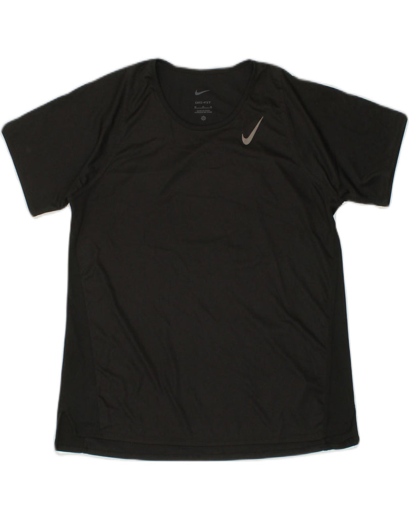 NIKE Womens T-Shirt Top UK 12 Medium Black Polyester | Vintage Nike | Thrift | Second-Hand Nike | Used Clothing | Messina Hembry 