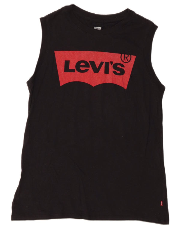 Levi's Womens Graphic Vest Top UK 10 Small Black Cotton