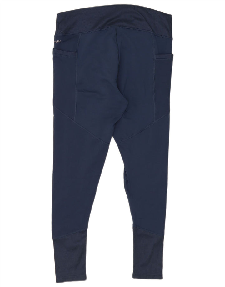 Adidas Womens Aeroready Leggings UK 16/18 Large Navy Blue Polyester