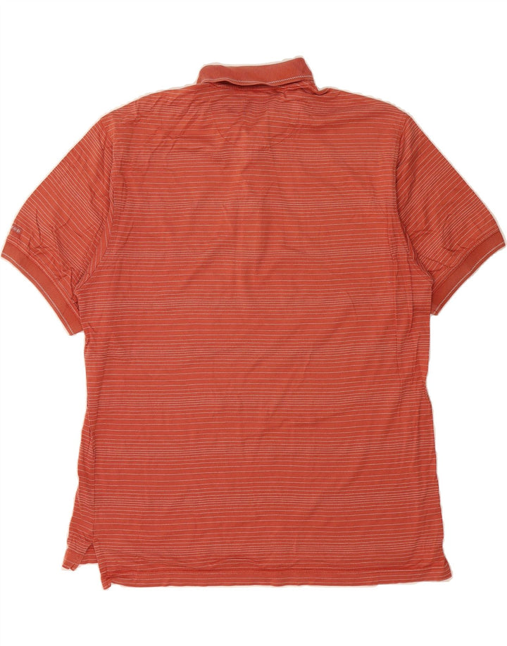 IZOD Mens Polo Shirt Medium Maroon Pinstripe Cotton Vintage Izod and Second-Hand Izod from Messina Hembry 