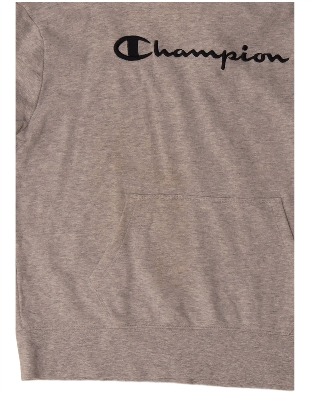 CHAMPION Womens Graphic Hoodie Jumper UK 14 Medium Grey Flecked Cotton