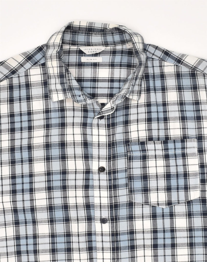 JACK & JONES Mens Core Slim Fit Shirt Large Blue Check Cotton | Vintage Jack & Jones | Thrift | Second-Hand Jack & Jones | Used Clothing | Messina Hembry 