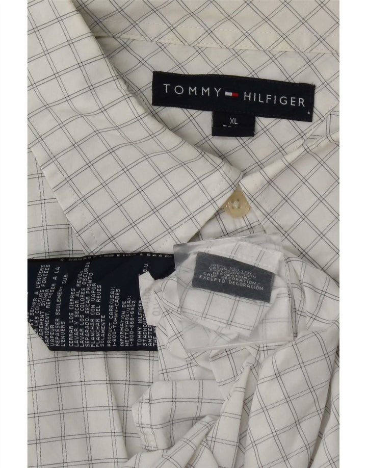 Tommy Hilfiger Mens Shirt XL White Check Cotton