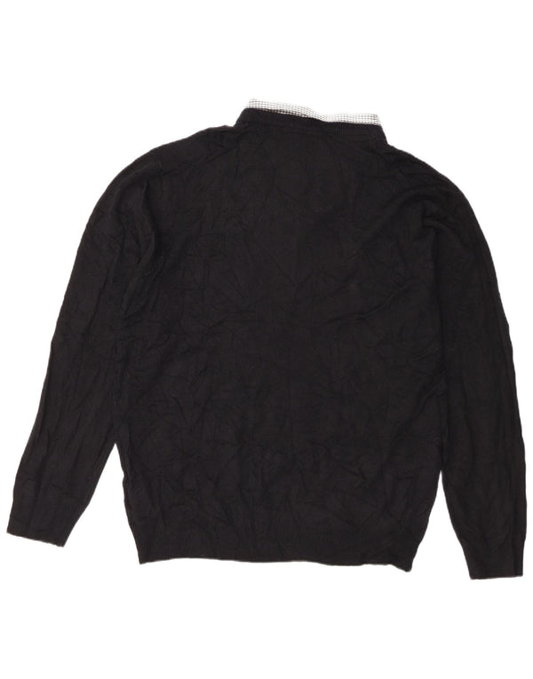 Pierre Cardin Mens V-Neck Jumper Sweater 3XL Black Acrylic