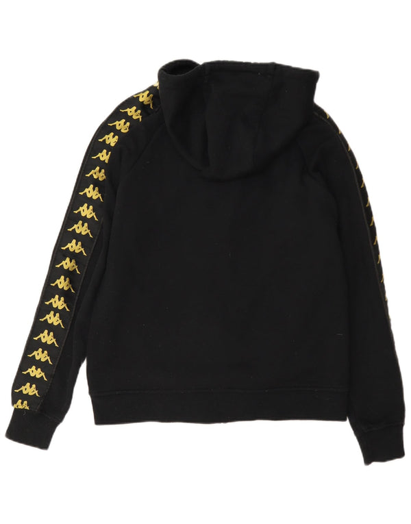 Kappa Womens Graphic Oversized Zip Hoodie Sweater UK 6 XS Black Cotton